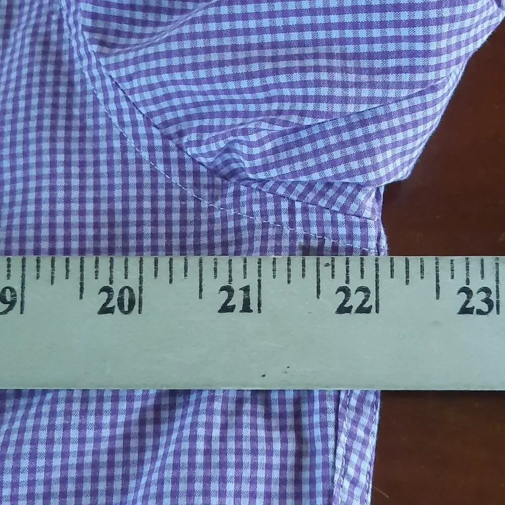 J. Crew Stretch Men's Slim Untucked Small Checkered Button Down Shirt Lg Short